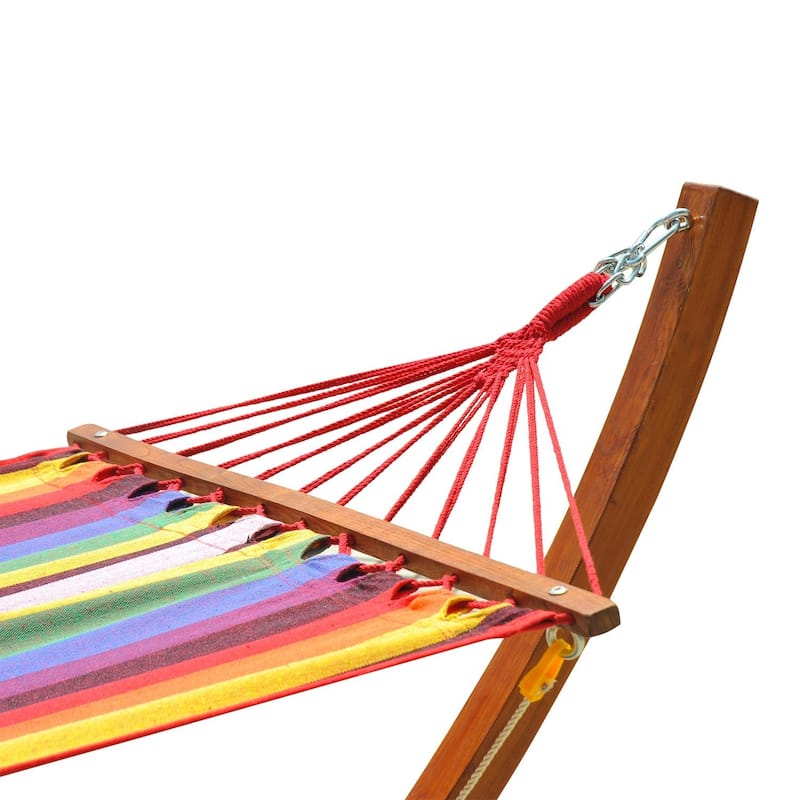 Outsunny 10.5' Solid Pine Wood Outdoor Single Person Curved Arc Hammock with Stand