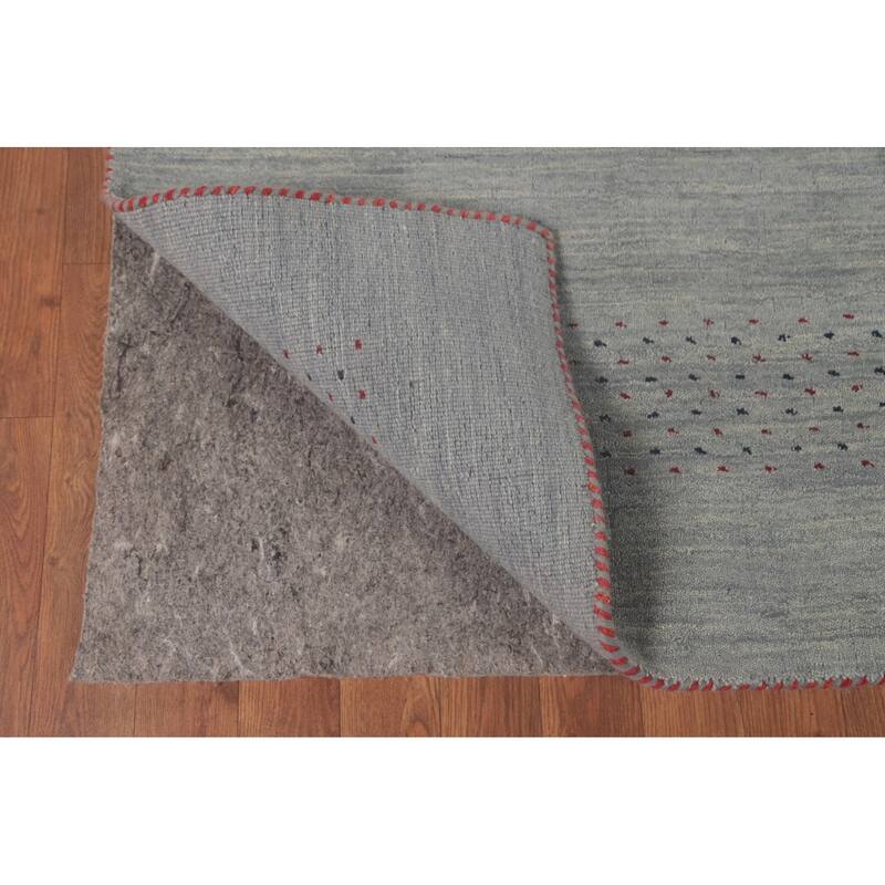 Gabbeh Indian Area Rug Handmade Tribal Blue Wool Carpet - 6'10"x 9'9"