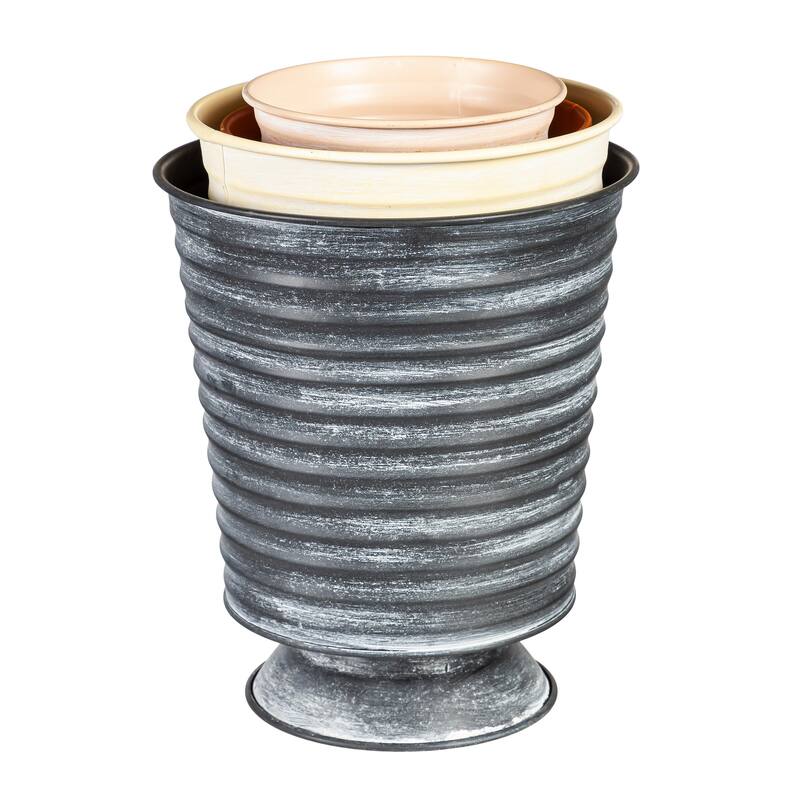 10" Multi-Color Metal Flower Pots, Set of 4