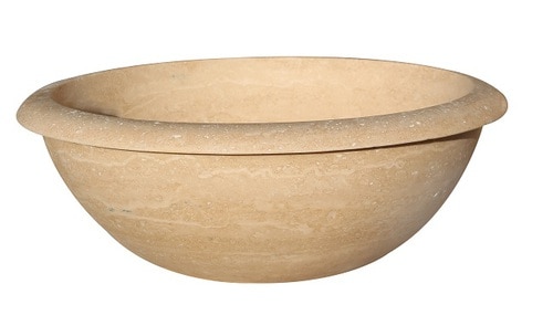 Shop Rim Top Natural Stone Vessel Sink - Light Travertine ...