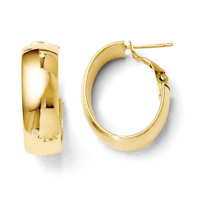 Shop Italian 14k Gold Polished Hoop Earrings - Overstock - 11619458