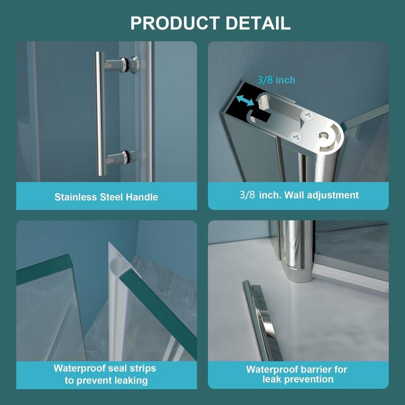 Bi-Fold Frameless Shower Door with Tempered Glass