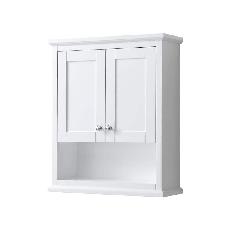 Wyndham Collection Avery 30" Wood Wall Mounted Bathroom Cabinet - White / Polished Chrome Hardware