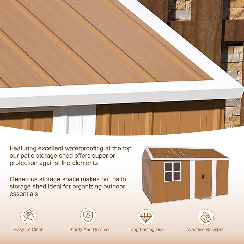 12x8 FT Heavy-Duty Metal Storage Shed with Windows, Lockable Door & Ventilation - Weatherproof Outdoor Garden Shed