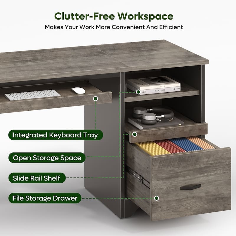 Bestier 47" Office Desk with Drawers,Computer Desk with Drawer,Teacher Desk with Keyboard Tray for Small Space Home Office