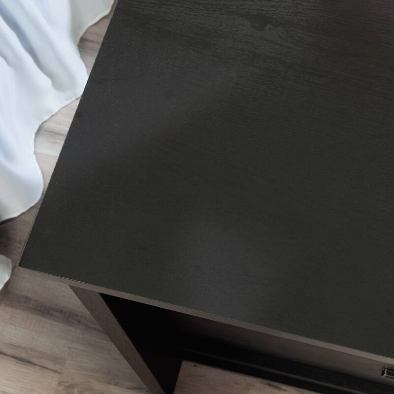 Wood Farmhouse Nightstand with 1 Drawer and Open Shelf