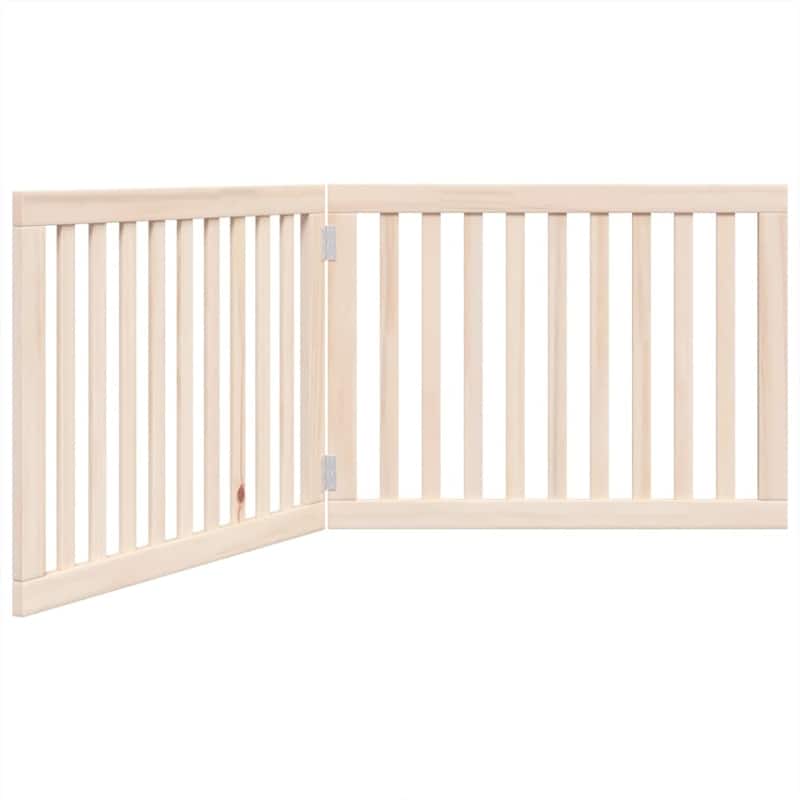 vidaXL Dog Gate Set of 3 Natural Wood Poplar Wood Medium Foldable