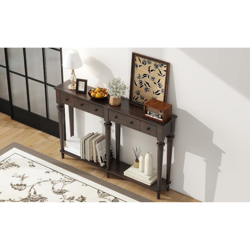 Retro Console Table with Open Shelf