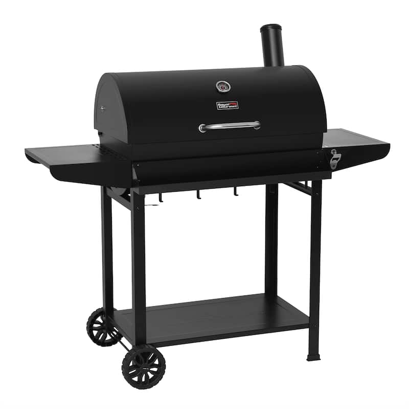 Royal Gourmet Barrel Charcoal Grill with Front Basket, Black