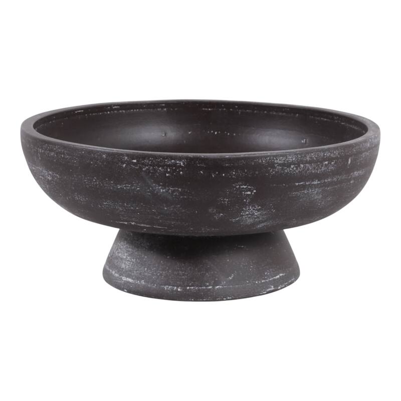 Pottery Terracotta Bowl with Pedestal Base Contemporary Casual Style