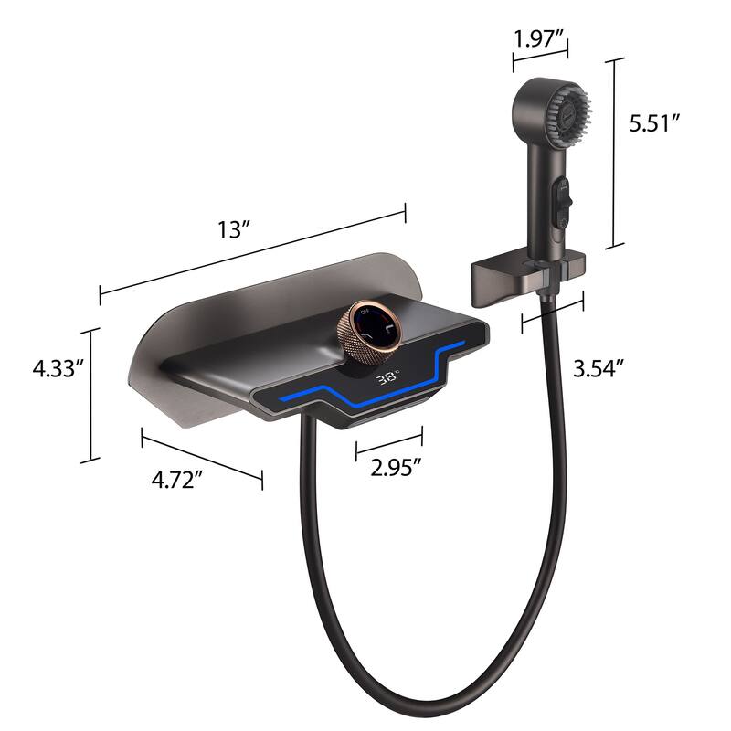 Modern Matte Black/ White Wall Mount Digital Display Bathroom Faucet includes Hardware