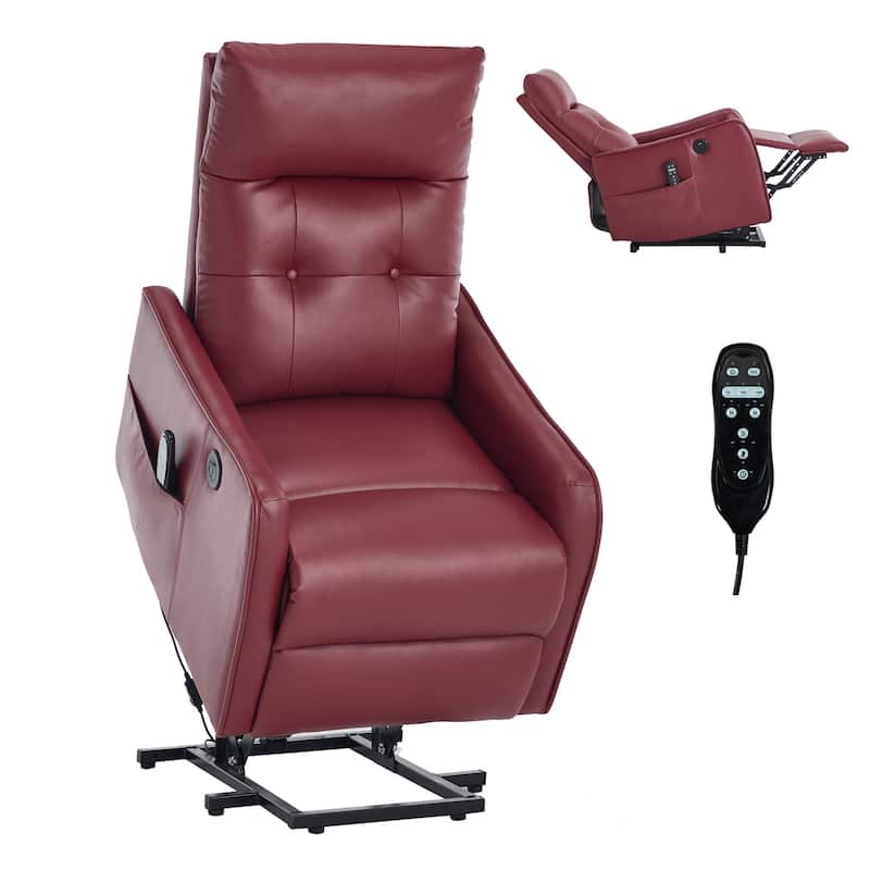 PU Single Motor Power Lift Recliner Chair with Massage and Heat for Elderly, Heavy Duty Motion Mechanism and One USB