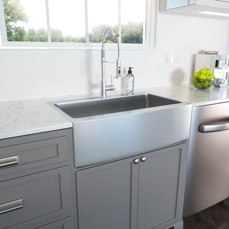 16-Gauge Stainless Steel 33 in. Single Bowl Farmhouse/Apron Drop-in Kitchen Sink with Bottom Grid