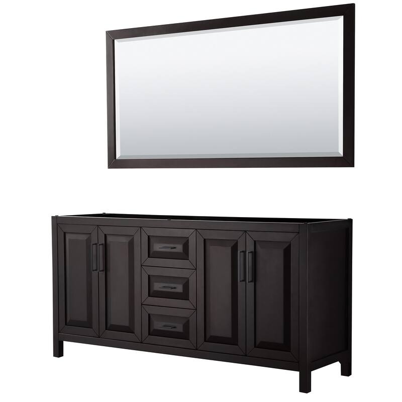 Wyndham Collection Daria 71" Double Free Standing Vanity Cabinet - - Dark Espresso / Matte Black Hardware