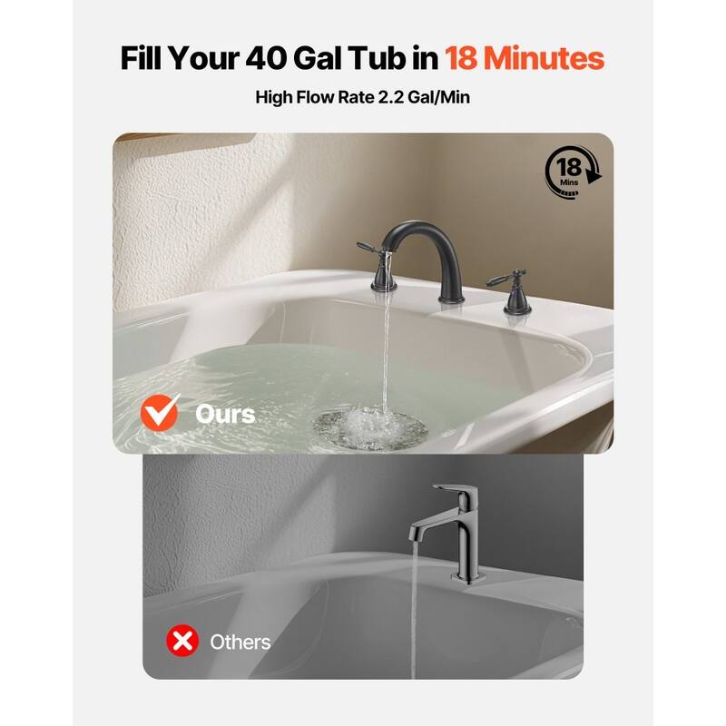 Bronze Stainless Steel Roman Bathtub Faucet Set with Dual Handles and Fast Flow Design - 9.84 x 2.05 x 6.69 inch