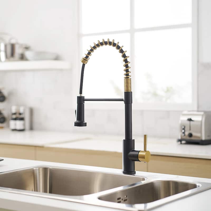 Matte Black and Brushed Nickel Single Handle Pull Out Sprayer Kitchen Faucet with Advanced Spray Kitchen Tap