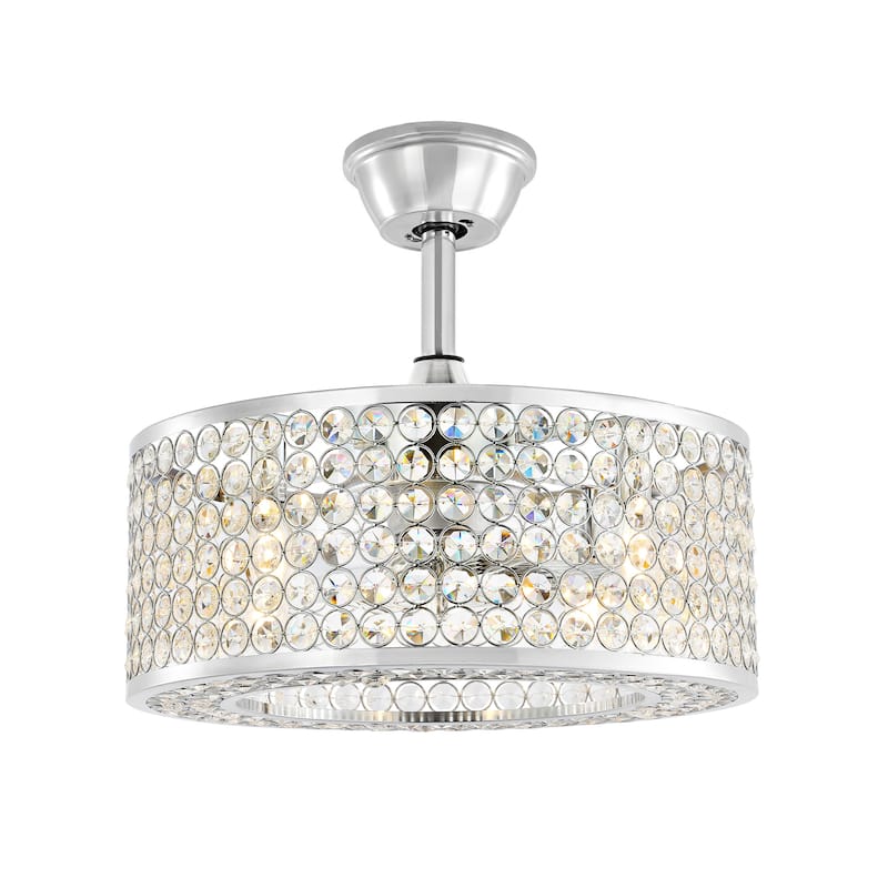 GetLedel 18-inch Reversible Caged Crystal Ceiling Fan with Remote and Light Kit