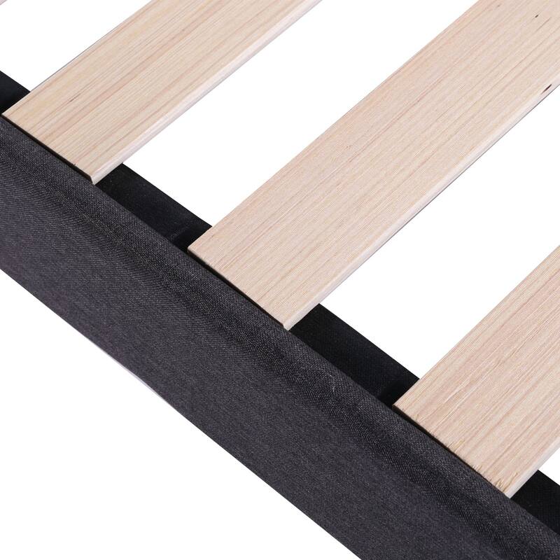Javlergo Modern Upholstered Bed Frame with Height Adjustable Headboard Heavy-Duty Frame No Box Spring Needed