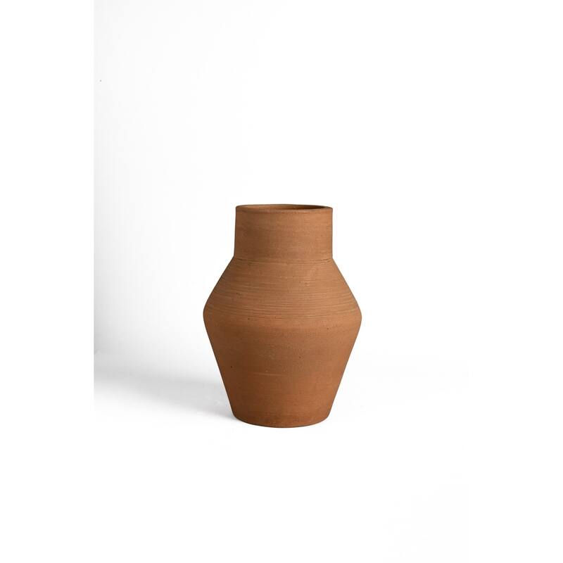 Terracotta Vase Natural Black H 8.7" & Dia 6.1" - Black