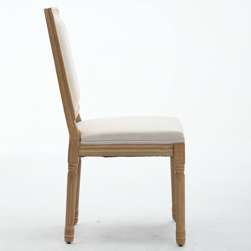 Roomfitters French Dining Chairs Set of 2, Solid Wood Louis Chairs with Square Back and Fabric Upholstery