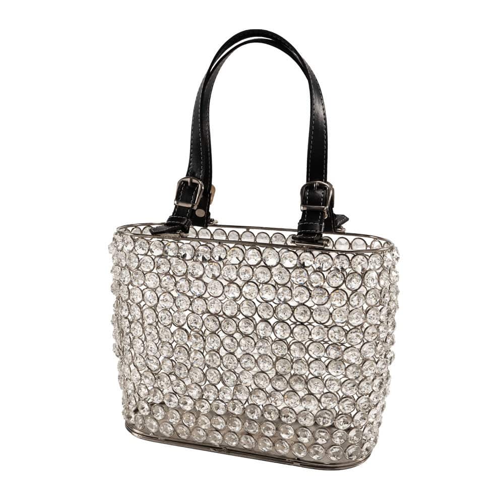 HomeRoots 11" Black And Silver Crystals And Metal Magazine Holder