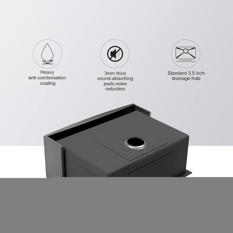 27 inch Farmhouse Kitchen Sink Gunmetal Black Apron Front 16 Gauge Stainless Steel Deep Single Bowl Kitchen Farm Sinks