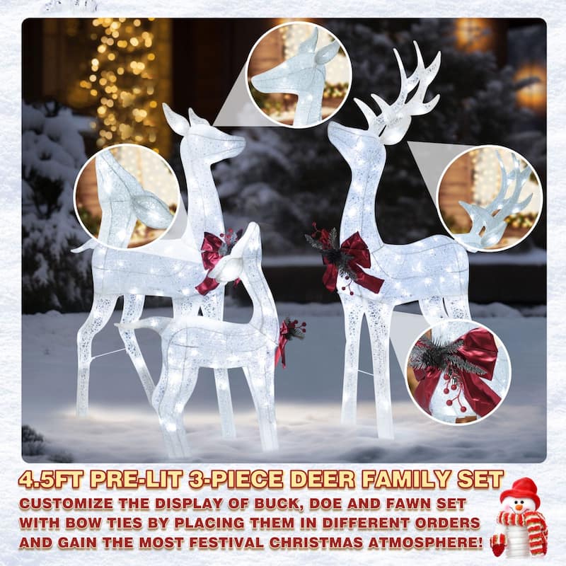 VEIKOUS 4.5 ft. 3D LED Reindeer Family Christmas Holiday Yard Decoration