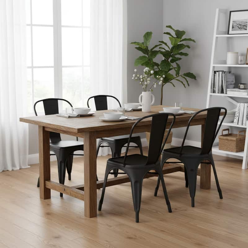 Modern Metal Dining Room Kitchen Bar Chair Set - Set of 4 - Black
