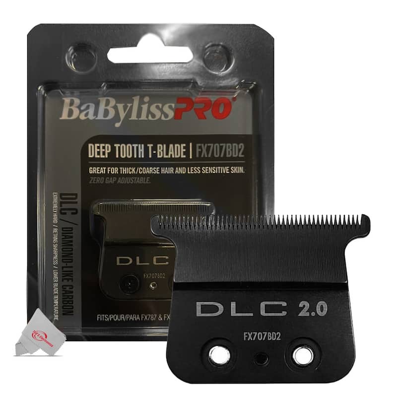 Babyliss Pro FX707BD2 DLC 2.0MM Deep Tooth T-Blade + Fade Brush BPFADEB + 9" Clipper Comb