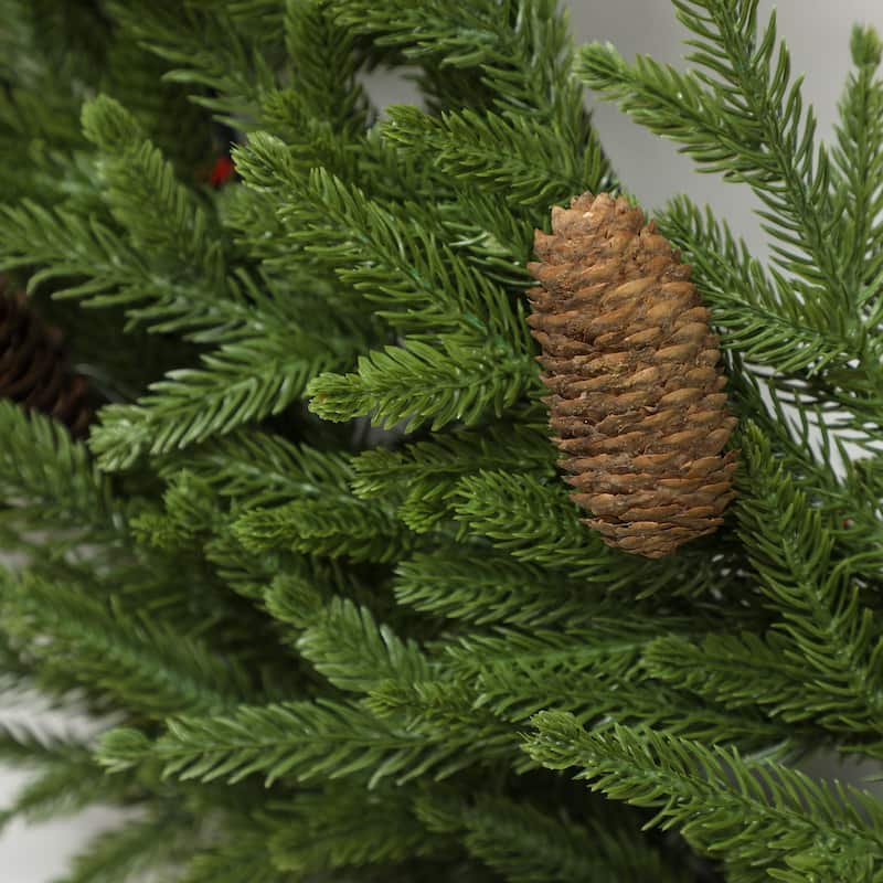 HOMCOM 36in Xmas Wreath: Pine Cones, 224 Branches, Artificial Norfolk Pine, Indoor Decor