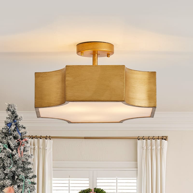 3-Light Modern Gold Semi-Flush Mount Ceiling Light