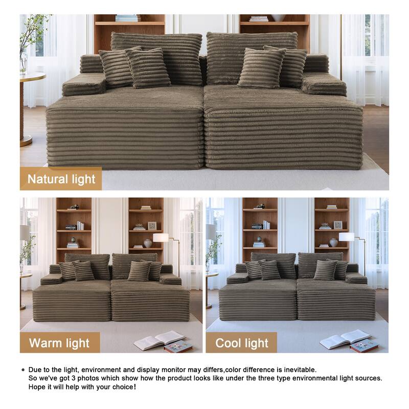 2 - Piece Upholstered Sectional Couch Sleeper Sofa L-Shape Chaise with Pillow