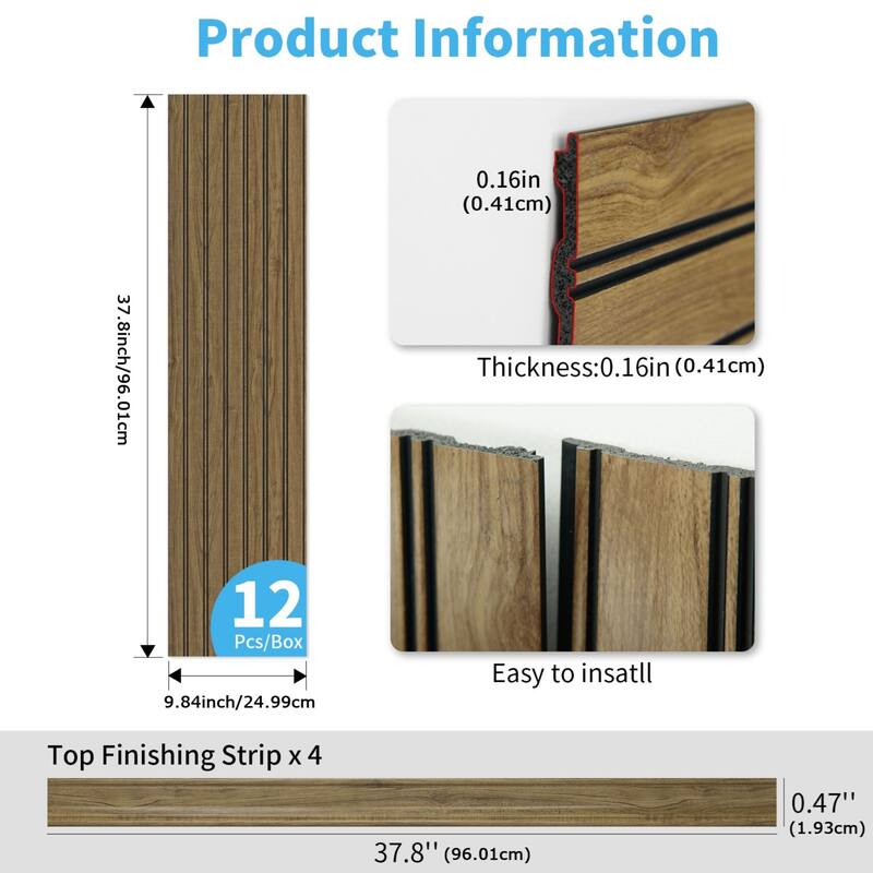 Art3d Decorative PS Wall Panel Kit with Trim, 12 Panels & 4 Edge Strips - N/A