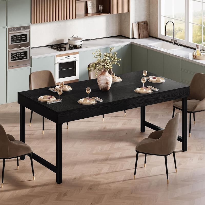 Farmhouse Dining Table for 4-6 People for Home, Dining Room, Small Space, Rustic Brown