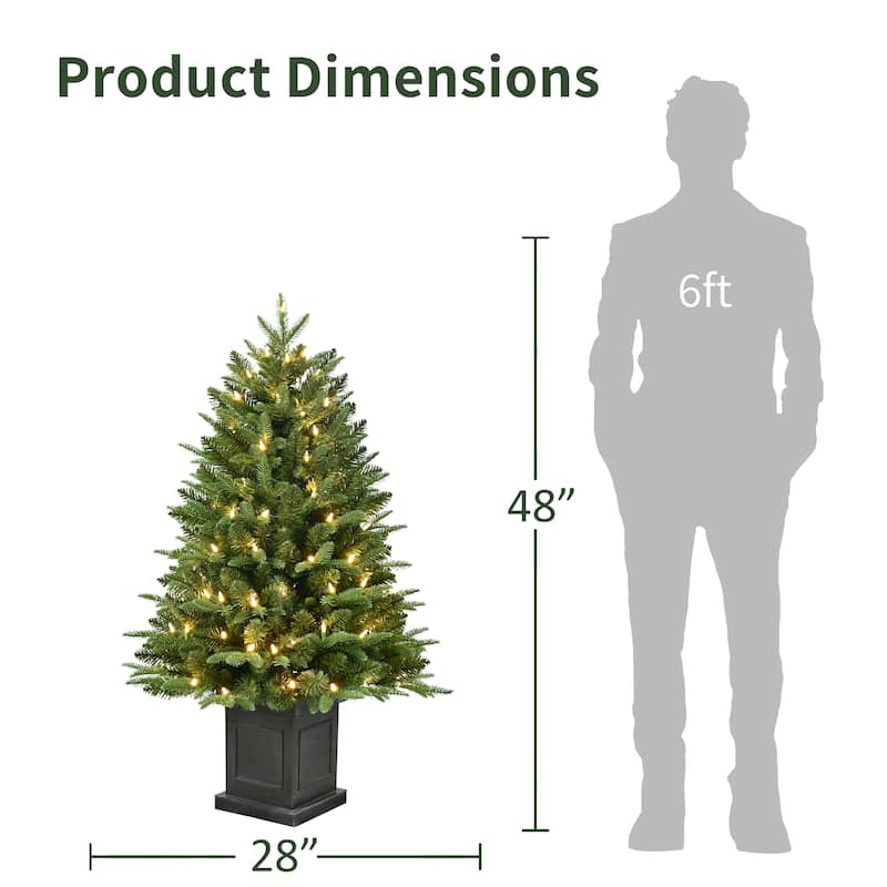 Puleo International 40" Pre-Lit Fraser Fir Potted Tree with 100 Warm White LED Lights