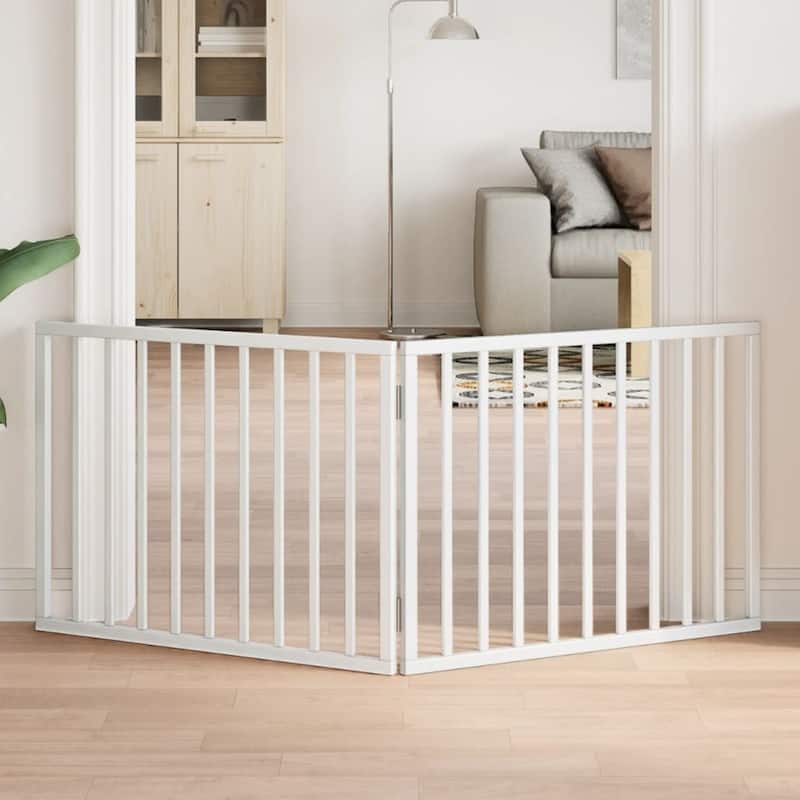 vidaXL Dog Gate Set of 2 Brown Solid Poplar wood 63 in long Foldable - White-31.5" x 23.6" x 0.8"/ 2