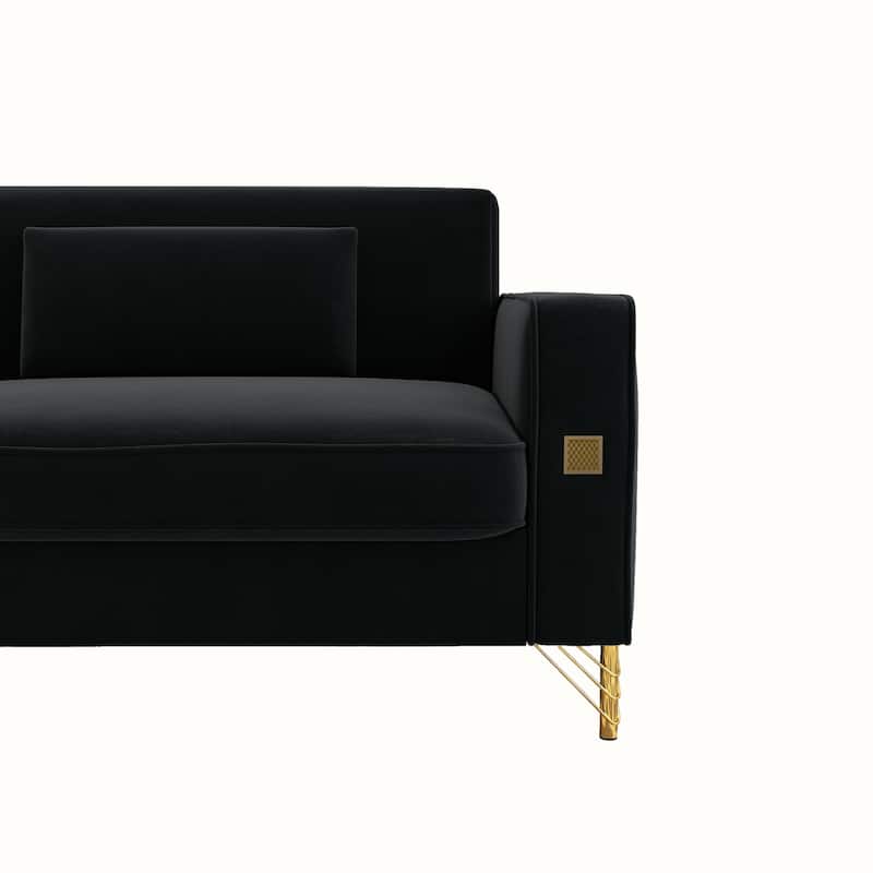 Modern Tufted Velvet Loveseat Upholstered Sofa with Removable Cushions and Pillows - 85.63 in.D x 30.31 in.W x 30.51 in.H
