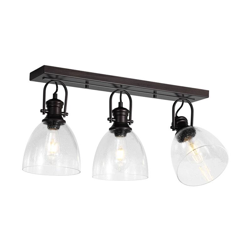 Industrial 3-Light Versatile Glass Island Semi Flush Mount Wall Light