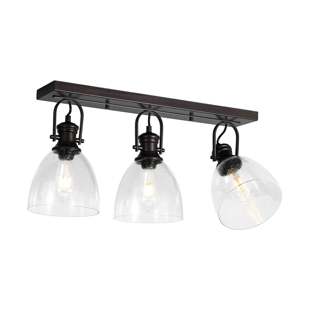 Industrial 3-Light Versatile Glass Island Semi Flush Mount Wall Light