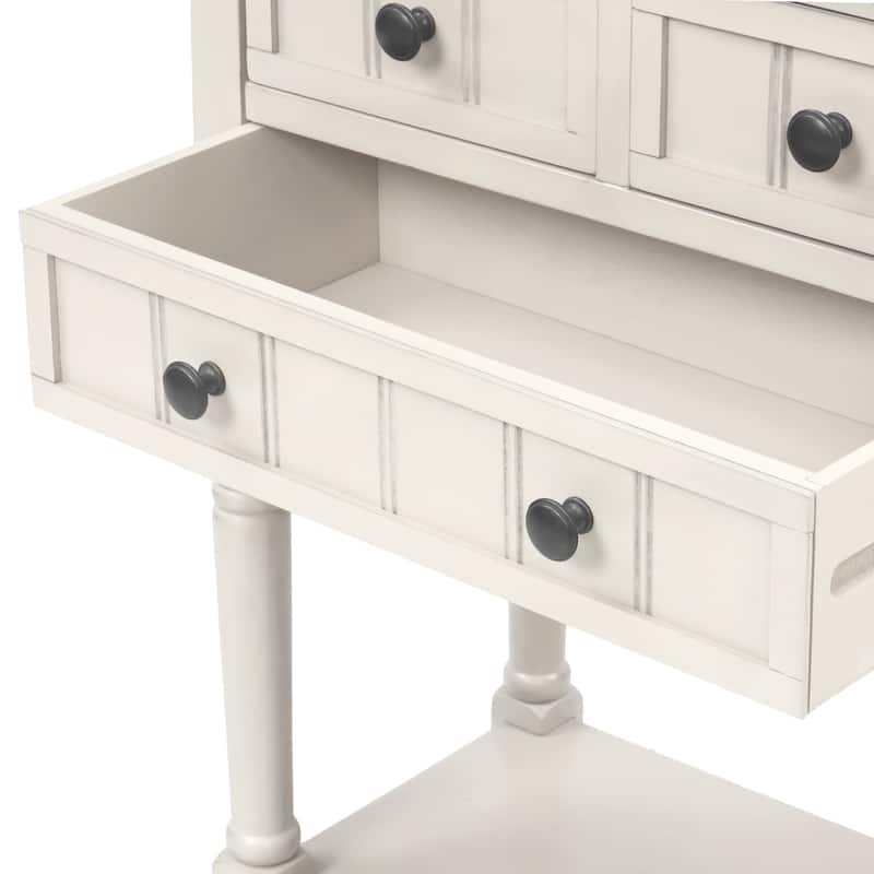 Narrow Console Table, Slim Sofa Table with Three Storage Drawers and Bottom Shelf - 23.7"L x 13"W x 31.1"H