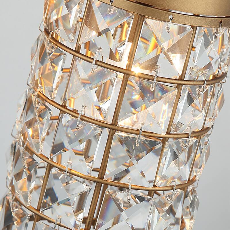 20" 3-Light Gold Wall Sconce with Crystal Cylinder Shade