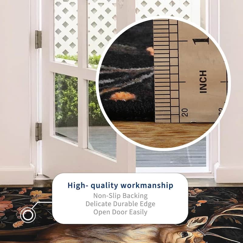 GustoWave 2*3ft Christmas Elk Statue Washable Soft Area Rug for Holiday Decor - 1'6" x 2'6"