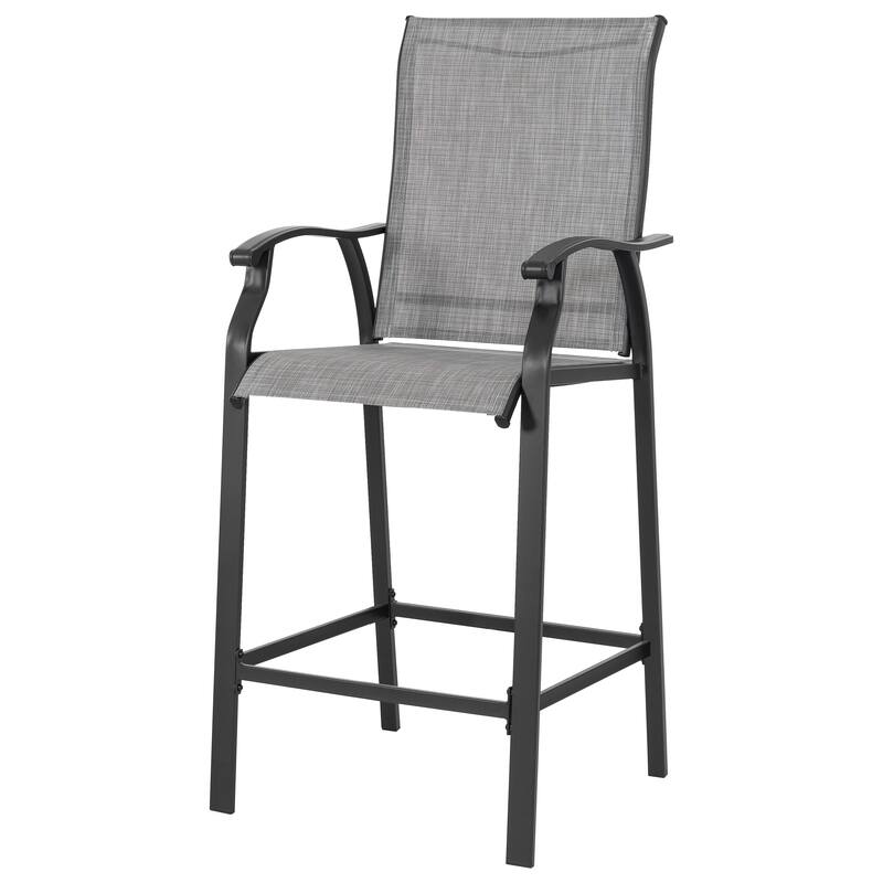 Nuu Garden Patio 2-Piece Textilene Bar Stools with High Backrest, Gray
