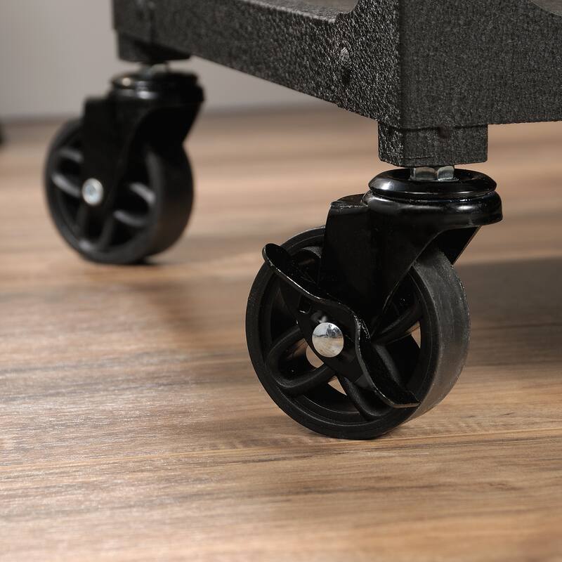 Wood Industrial Side Table with Smooth-Glide Drawers and Open Shelf, Brown - 22.44" L x 21.65" W x 23.11" H