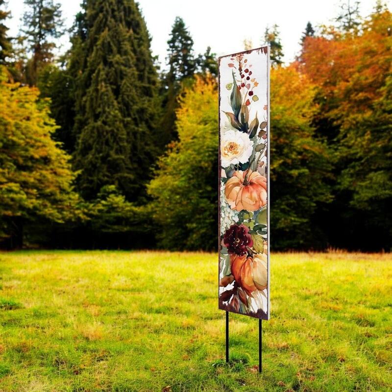 HomeRoots 42" Green Orange And White Solid Wood Pumpkin Garden Stake - Green/Orange/White - Wood