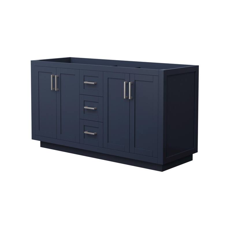 Wyndham Collection Miranda 60" Double Free Standing Vanity Cabinet - Dark Blue / Brushed Nickel Hardware