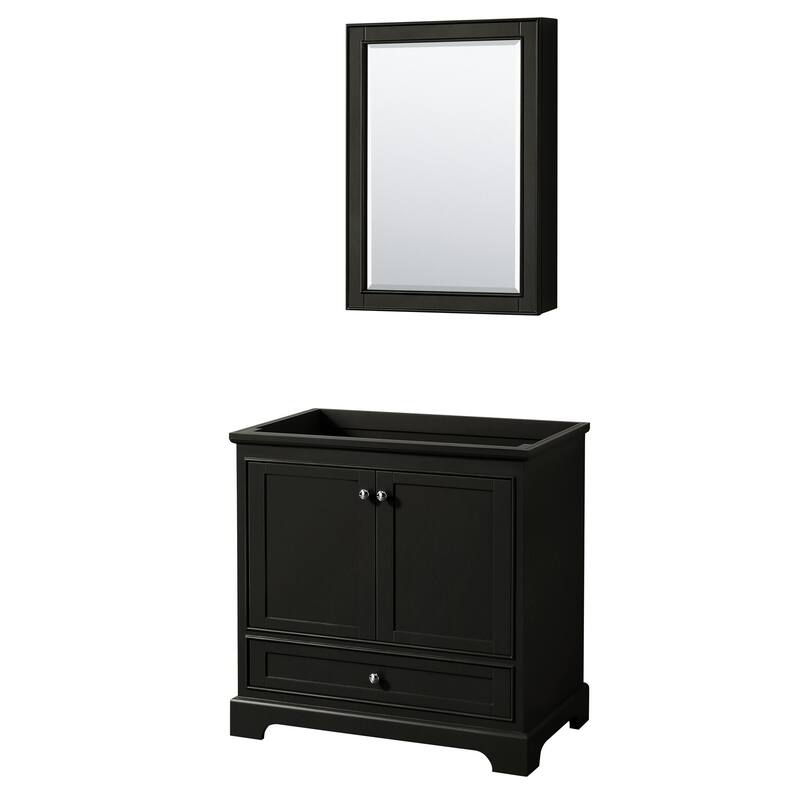 Wyndham Collection Deborah 35-1/4" Free Standing Single Wood Vanity - Dark Espresso / Polished Chrome Hardware
