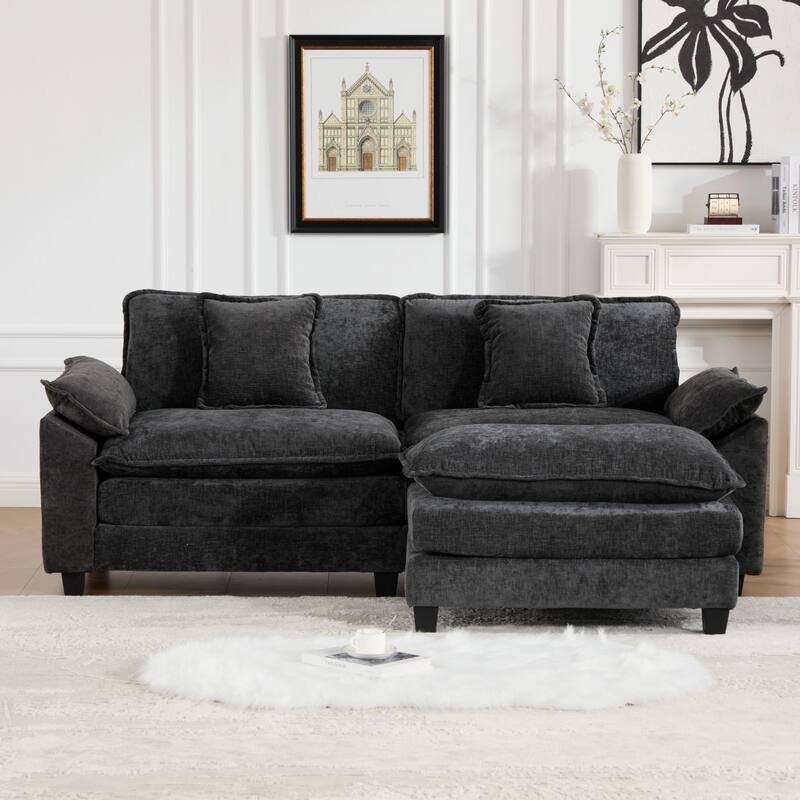 Roomfitters Cloud Loveseat Sofa, Modern Chenille Upholstered 2-Seater with Deep Cushions and Wide Armrests