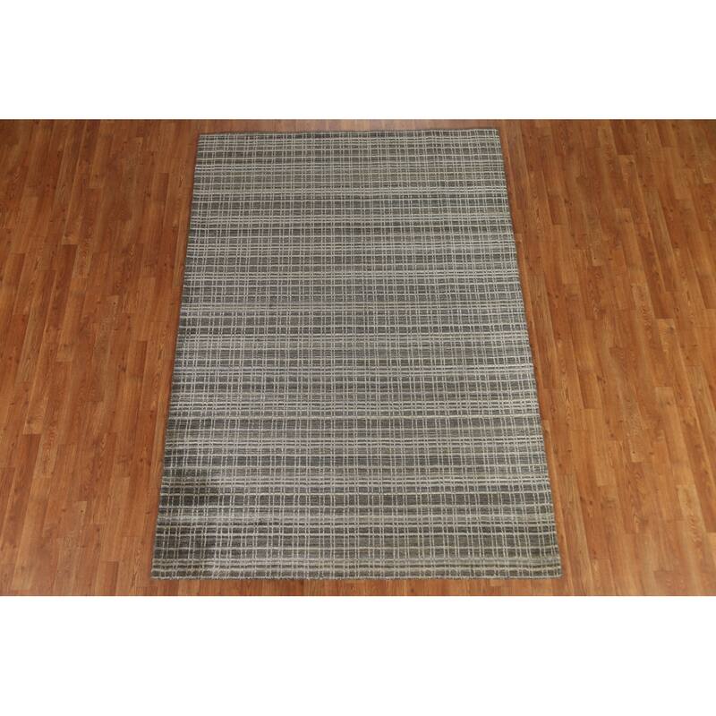 Hand Knotted Oriental 100% Wool Carpet Modern All-Over Multi-Colored Gabbeh Area Rug - 7' 9'' X 5' 5''