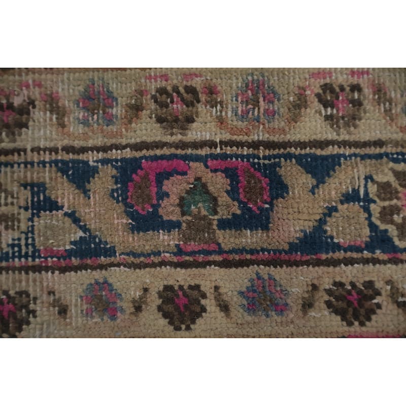 Hand Knotted Oriental 100% Wool Carpet Traditional Floral Coral Mashad Area Rug - 11' 4'' X 8' 1''